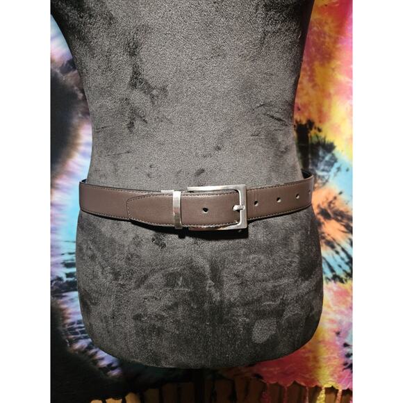 Nordstrom Reversable Leather Belt Brown Black 33" Long 1" Wide Size 32 - Picture 1 of 4